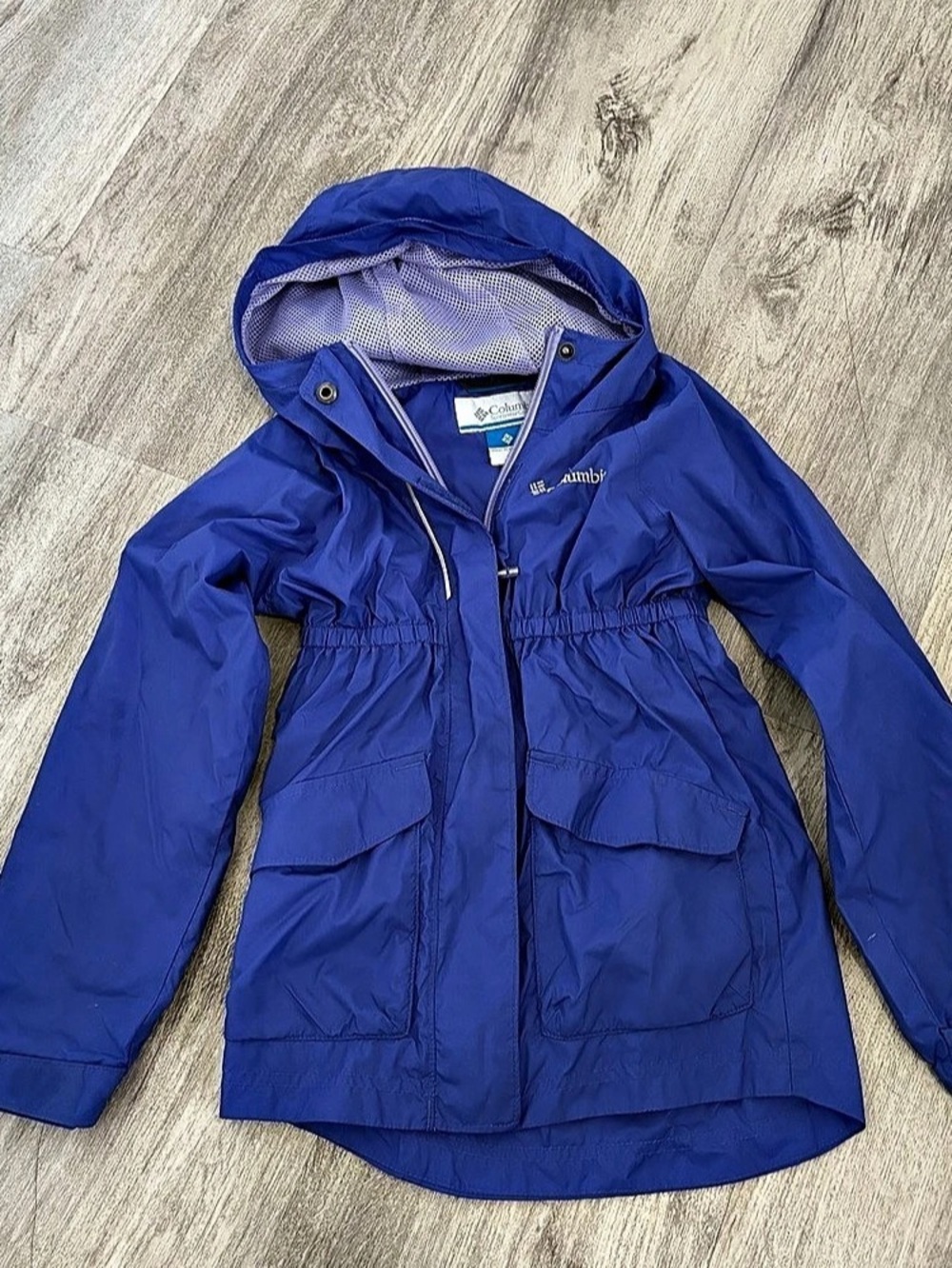 Columbia Rain Jacket Windbreaker Girls Size XS Purple Hooded Hiking Outdoor